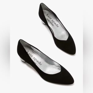 Kate Spade "Ruby" Black Suede Pumps w/Bling heel Size 7.5